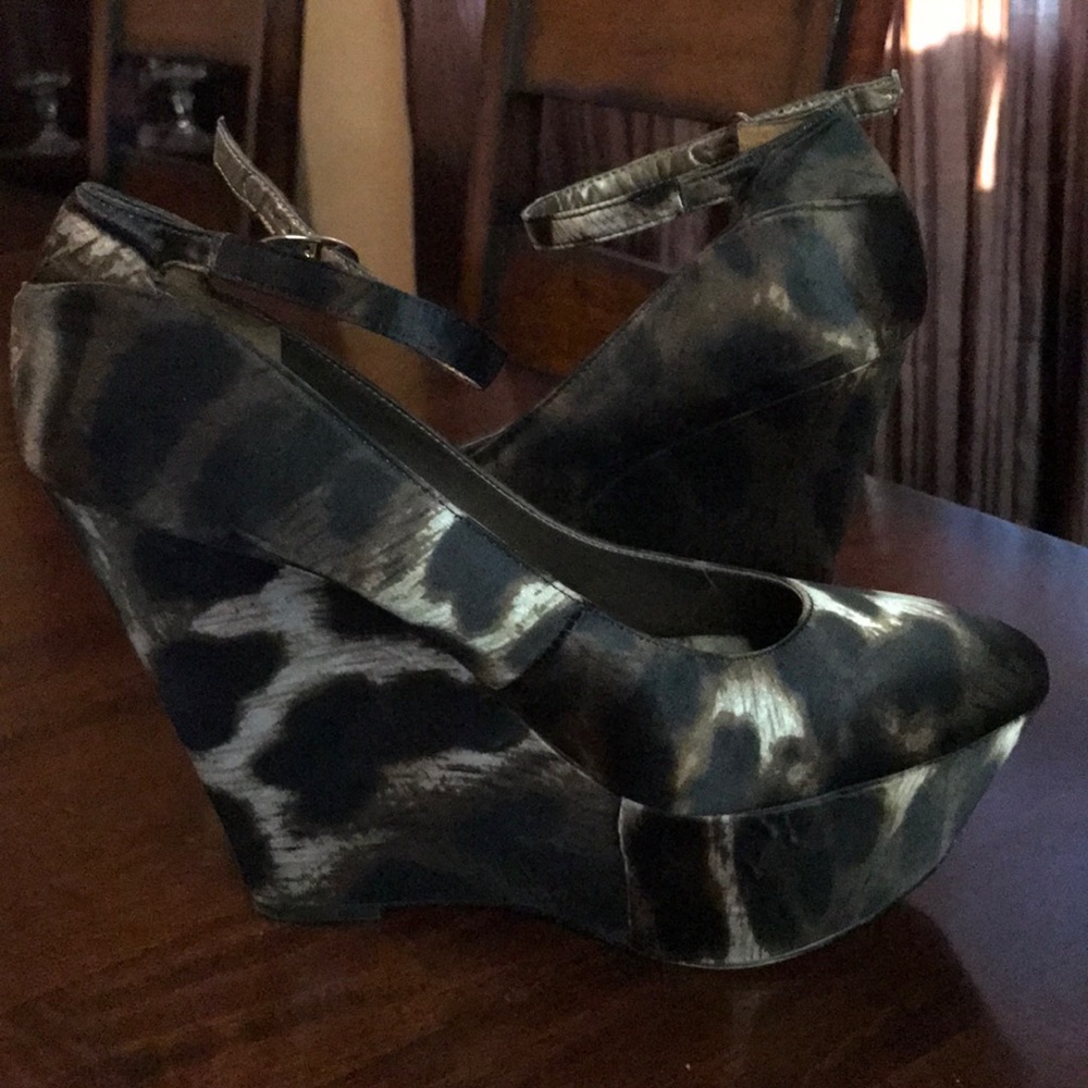 Animal print wedge heels